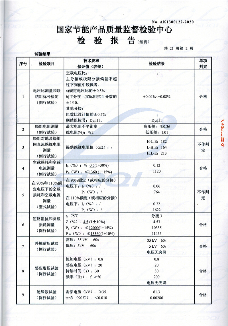 高低压试验报告-S11-1250北戴河北戴河北戴河油浸式变压器-2.jpg